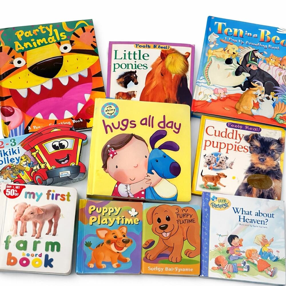 Toddler Board Book Bundle 10 Books Touch & Feel Animals Bedtime Stories Kids Lot